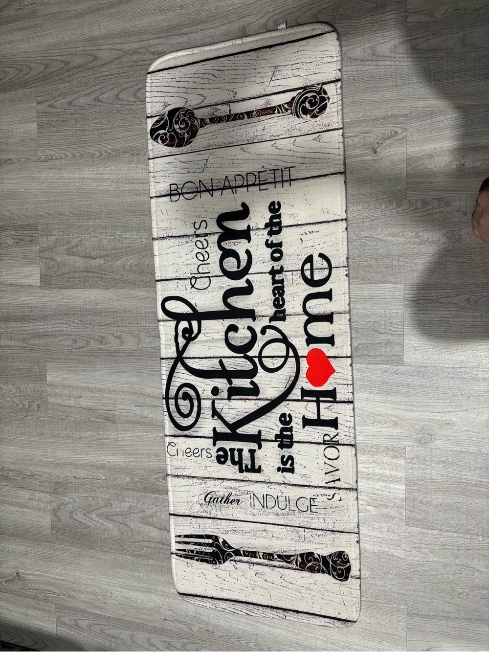 Kitchen Mat Runner with Red Heart Accent - Home